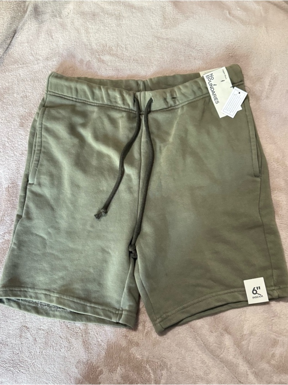 No Boundaries Olive Green Athletic Drawstring Shorts